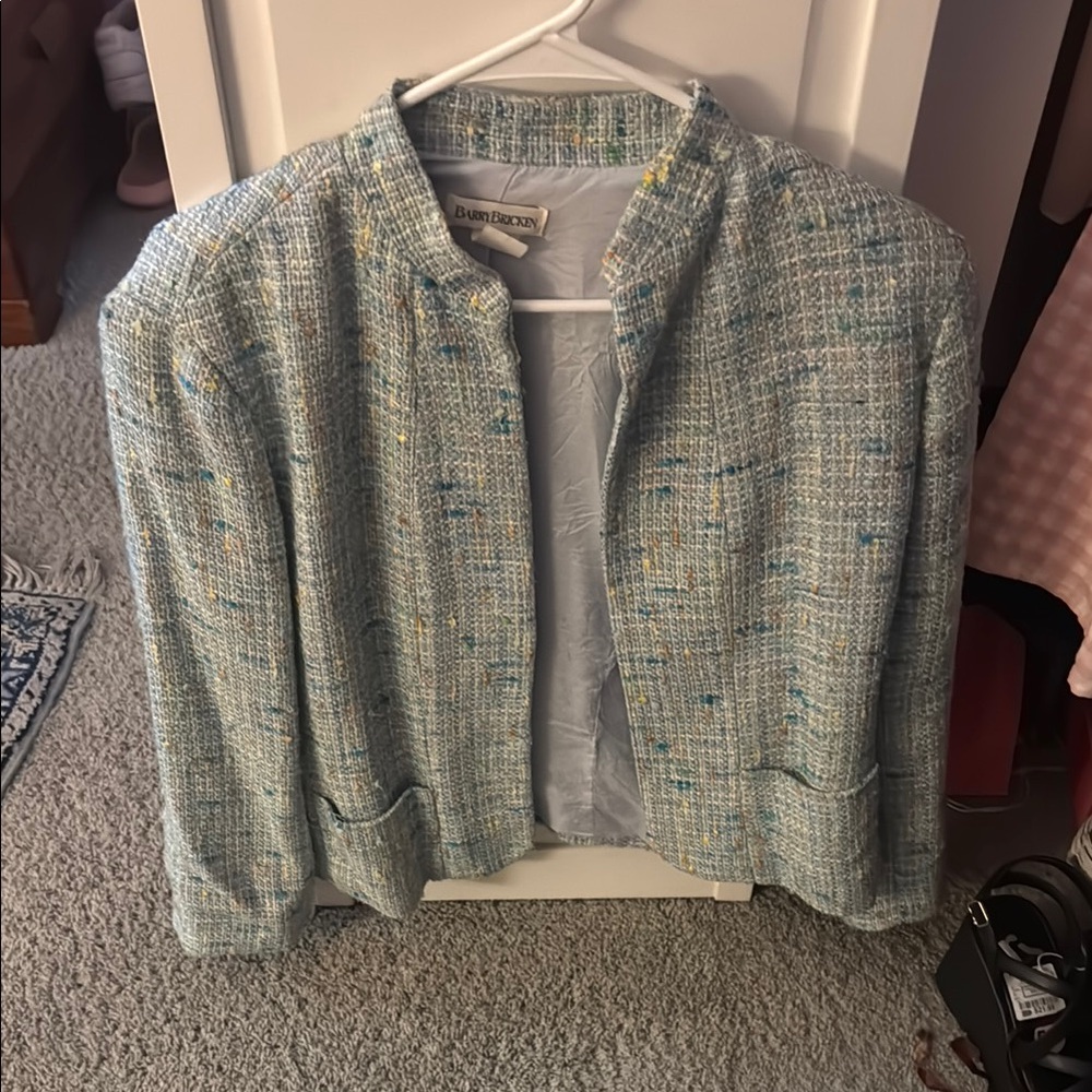 Chic Tweed Jacket in Blue and Yellow